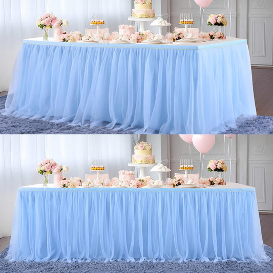 Suppromo 6ft Pink Tulle Table Skirt Baby Shower Tablecloth for Rectangle Tables or Round Tables Pink Ruffle Tutu Table Skirts Desk Skirt for Princess Girls Birthday Party Cake Dessert Decorations