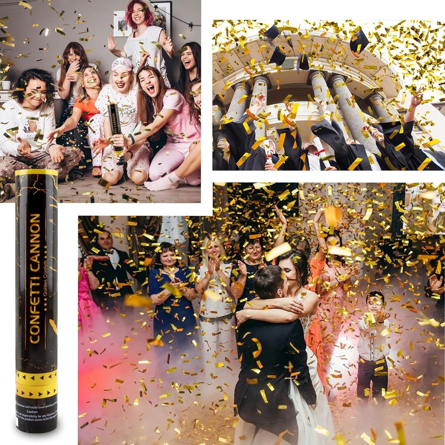 6 Pack Rose Gold Confetti Poppers, 12 Inch Confetti Cannon Party Poppers Shooters for Gender Reveal, Birthday, Wedding, Graduation, Anniversary, Parties, Christmas, New Year's Eve