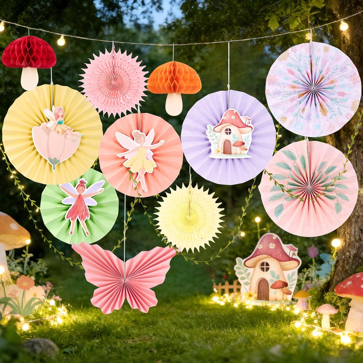 Easy Joy Paper Leaves Decorations for Wall Paper Fans Classroom Decoration Leaves Backdrop Decor Wall Decor,Set of 9