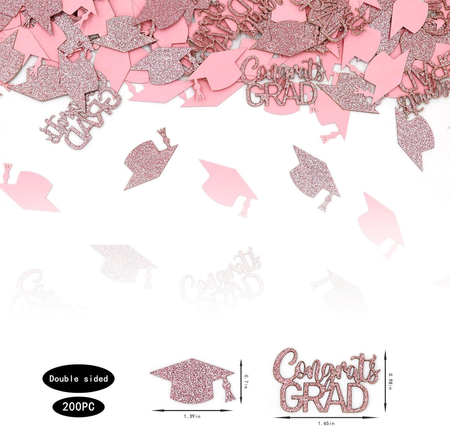 200PC Gold Graduation Confetti Class of 2026 Congrats Grad Confetti for Table Grad Cap Scatters for Graduation party decorations 2026