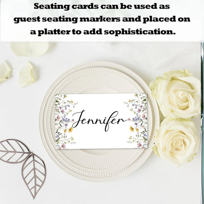 Wildflowers Place Cards For Girls, Spring Floral Name Card For Table Setting, Spring Holiday Party Favors Supplies, Wildflowers Tent Cards Decor For Bridal Shower Wedding Baby Shower, 25 Pack -10