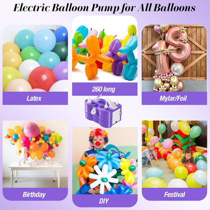 Togvu Electric Balloon Pump, 3-in-1 Portable Air Pump for Inflatables and Balloons, Dual Nozzle Balloon Blower Machine for Latex 260q Foil Balloons 110V Inflator Deflator for Pool Floats Air Mattress