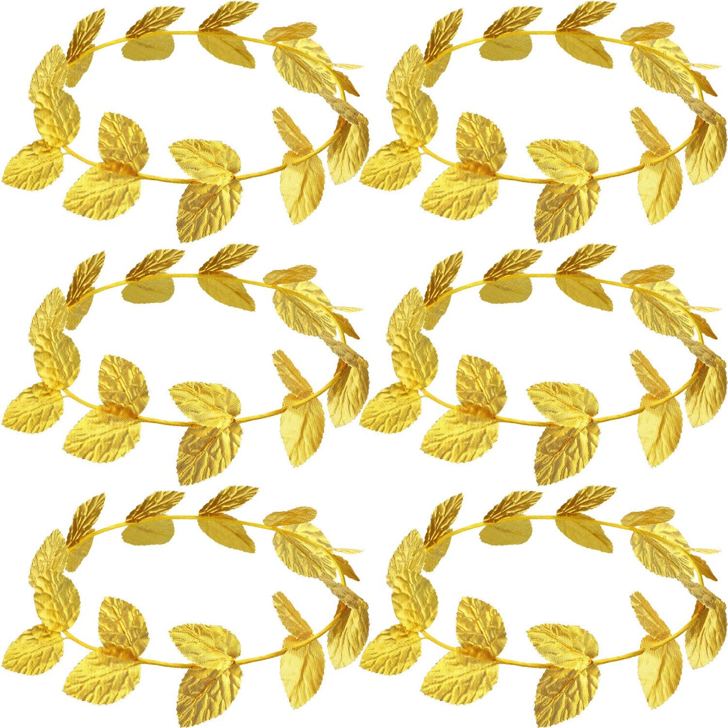 meekoo 6 Pieces Laurel Wreath Headband Greek Roman Leaf Crown Headpiece for Women Men Toga Costume Wedding Headwear (Gold)