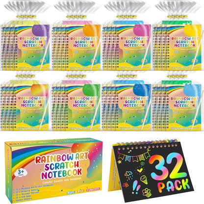 YSCare 24 Pack Scratch Arts and Crafts Notebooks, Rainbow Art Scratch Note, Goodie Bags Stuffers Essentials Gifts for Birthday Party Favors Classroom Prizes