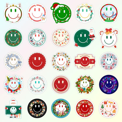 50PCS Smiling Stickers, Cute Water Bottle Stickers for Kids, for Teaching Rewards, Notebooks, Stationery, Luggage, Cartoon PVC Happy Stickers