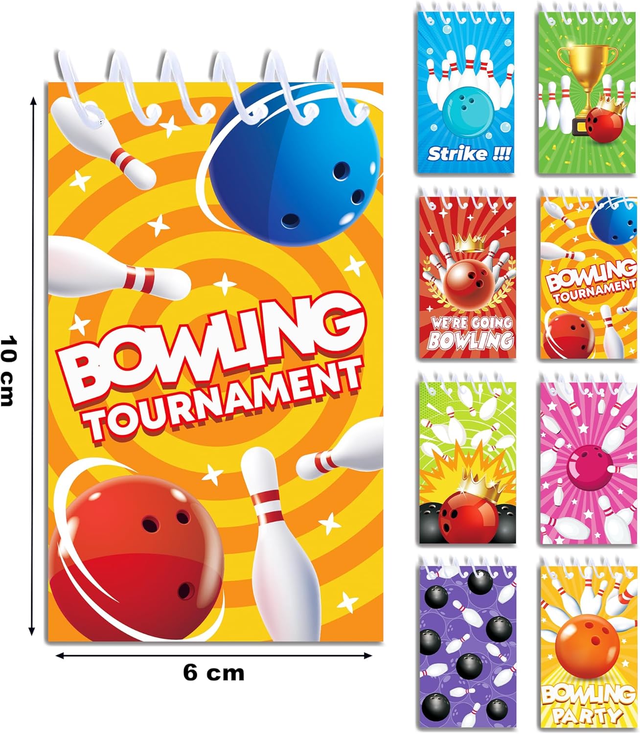 24 Pcs Bowling Mini Notepads Sports Party Favors Goodie Bag Stuffers Notepads Spiral Mini Notebooks for Teens Teacher Classroom Reward