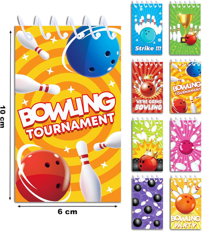 24 Pcs Bowling Mini Notepads Sports Party Favors Goodie Bag Stuffers Notepads Spiral Mini Notebooks for Teens Teacher Classroom Reward