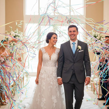 50 Pack No Mess Streamers, Colorful Hand Throw Streamers Poppers, No Mess Paper Crackers Romantic Confetti Poppers for Wedding, Birthday, Party Celebrations, Graduation, Party Favors Shows