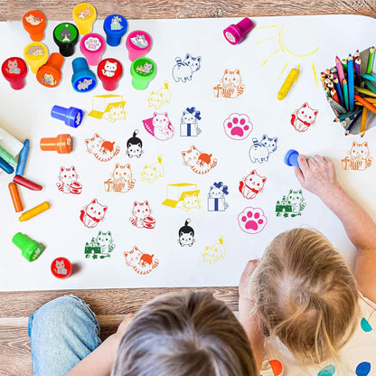 Cat Themed Stamps for Kids, Themed Cute Cat Birthday Party Favors Decorations Supplies 12PCS Cat Self-Inking Stampers Classroom Gifts Cute for Boys Girls Rewards Birthday Party Gifts Ideals Prizes