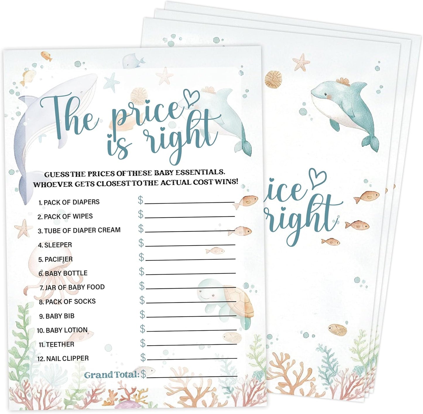Under The Sea Baby Shower Bingo Game, Pack of 30 Game Cards, Sea Creatures Ocean Shower Game, Gender Reveal Party Decorations, Gender Neutral - KR77