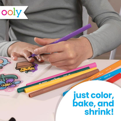 Ooly x Peanuts Snoopy 34 PC DIY Shrinking Art Kit for Kids with Markers, 20 Plastic Pre Cut Charms and More, No Mess Creative Activity Jewelry Making Kit