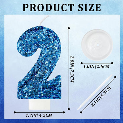 Birthday Number Candles, Glitter Number Candle Cake Decorations with Sequins, Cupcake Decorations for Girls, Women, Party Anniversary Celebrations (Number 6, Purple)