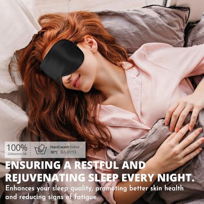 Silk Eye Mask with Adjustable Strap, Satin Blackout Sleeping Mask for Men&Women, Comfortable Blindfold Eyeshade for Night Sleep(Blue)