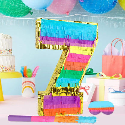 Dinosaur Pinata - Dinosaur Decorations with a Blindfold and Bat for Boys Girls Animal Themed Birthday Party Kids Classroom Game Decorations Supplies (15.7 x 11.4 x 3.1 Inches)