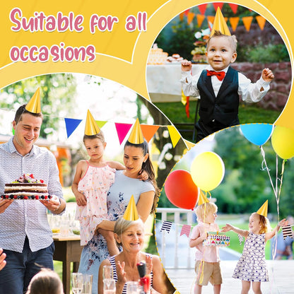 24 PCS Party Cone Hats DIY Birthday Paper Cone Hats for Kids and Adults Birthday, Baby Shower, Bridal Shower