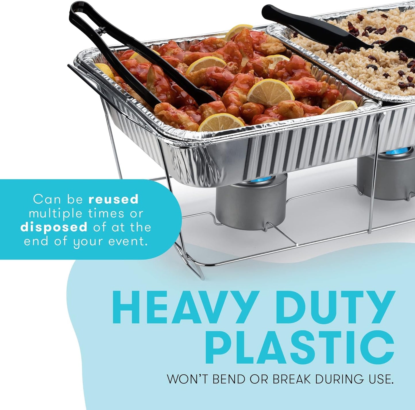 Disposable Chafing Dish Buffet Set Food Warming Trays - Buffet Set Trays Food Warmers for Parties & Events - Replacement Chafing Dishes for Catering (9 Serving Utensil Set)