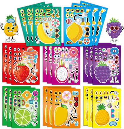 24 Sheets 8.3''×5.9'' Make Your Own Ice Cream Stickers for Toddlers Kids Party Favors, Make a Face Stickers for Kids Activities Supplies Crafts
