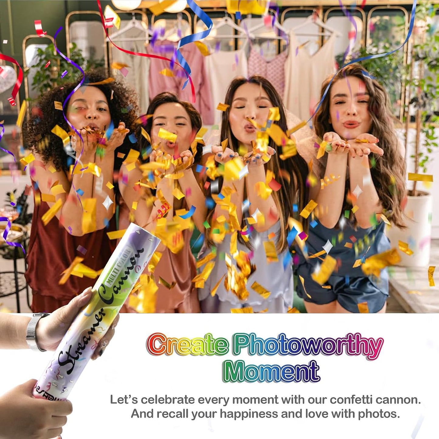 Confetti Cannon Party Poppers Gold,(6 pack) YESHOW Confetti Shooters Blaster for Birthday Graduation Wedding Christmas New Year’s Eve and Valentine's Day Any Celebrations