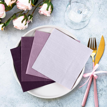 Layhit 100 Pcs Cocktail Napkins Disposable Beverage Napkins Square Paper Dessert Tissue for Wedding Birthday Celebration Party Supplies(Brown Series,5 x 5 Inch)