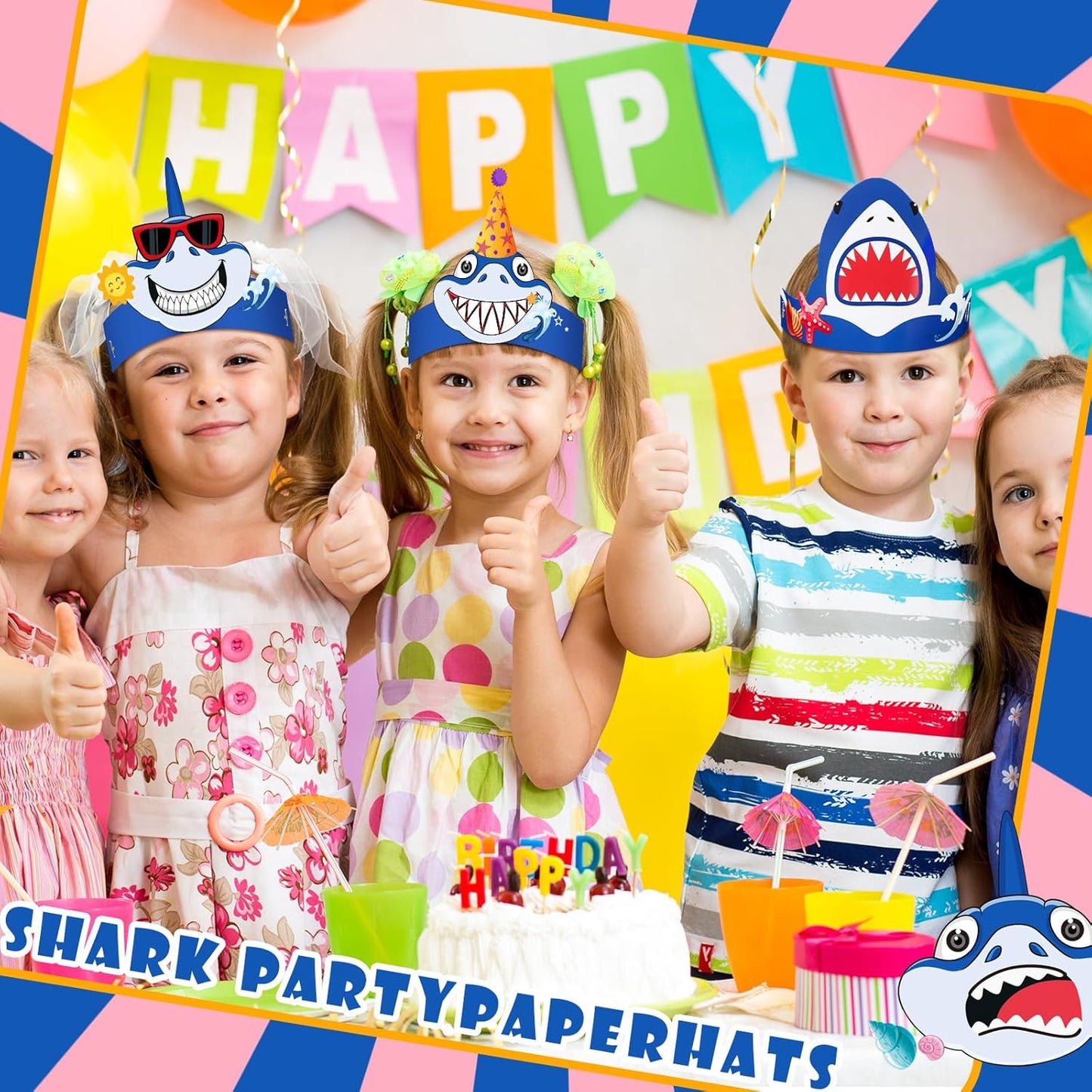 Gersoniel 24 Pcs Party Hats for Kids Paper Headbands Crown for Boys Girls, Birthday Party Decoration Favors