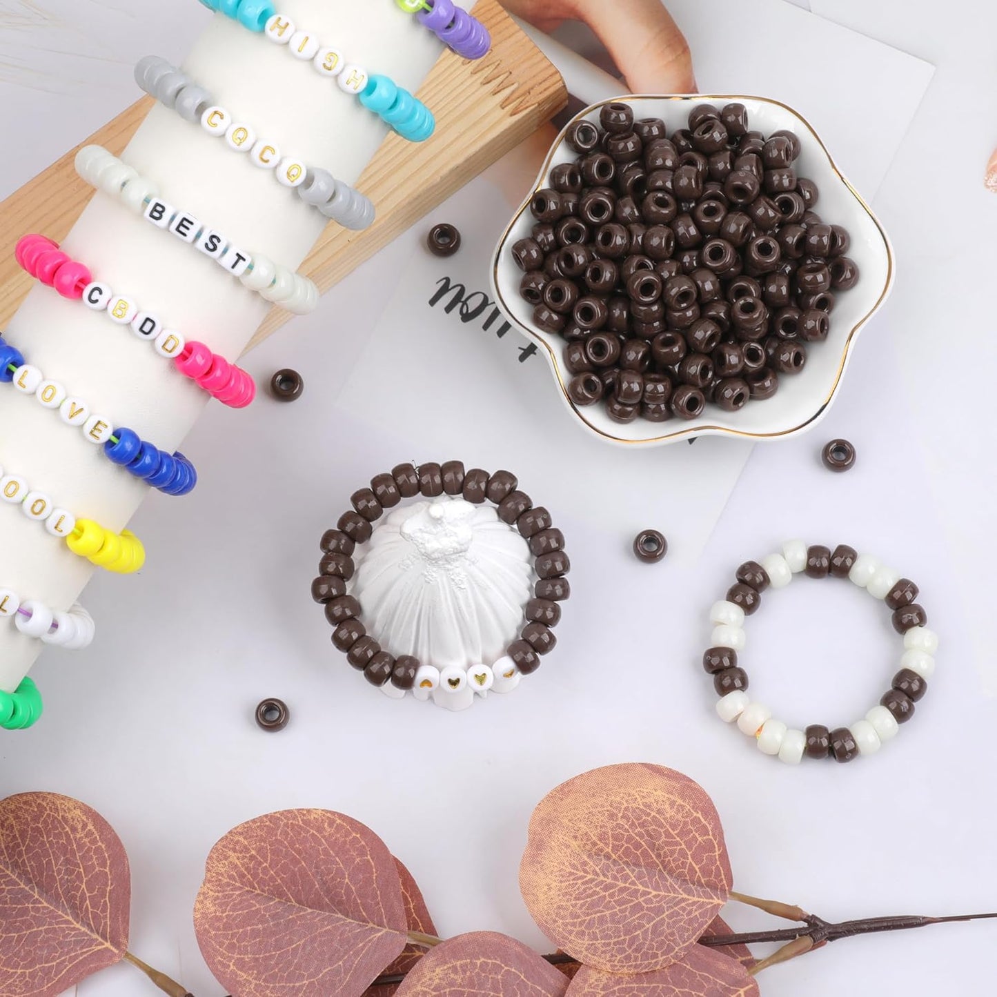 1000Pcs Glow in The Dark Pony Beads 9mm Plastic Kandi Beads Bulk for Friendship Bracelet Necklace Craft Jewelry Making Beads for Hair Braids 9 Color
