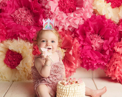 Birthday Rainbow Girl Crown, Birthday Hat for Event Party Supplies,Photo Props