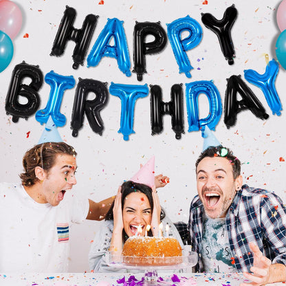 Happy Birthday Balloons Banner, Foil Balloon Personalized Name Letters Balloons Sign Birthday Party Decorations for Women Men Boys Girls Cream
