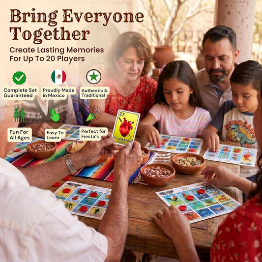 Cuitáxi Mexican Bingo Game with 100 Bingo Chips for 20 Players Made in Mexico - Mexican Gifts de lujo - Juegos de mesa - Spanish Board Games