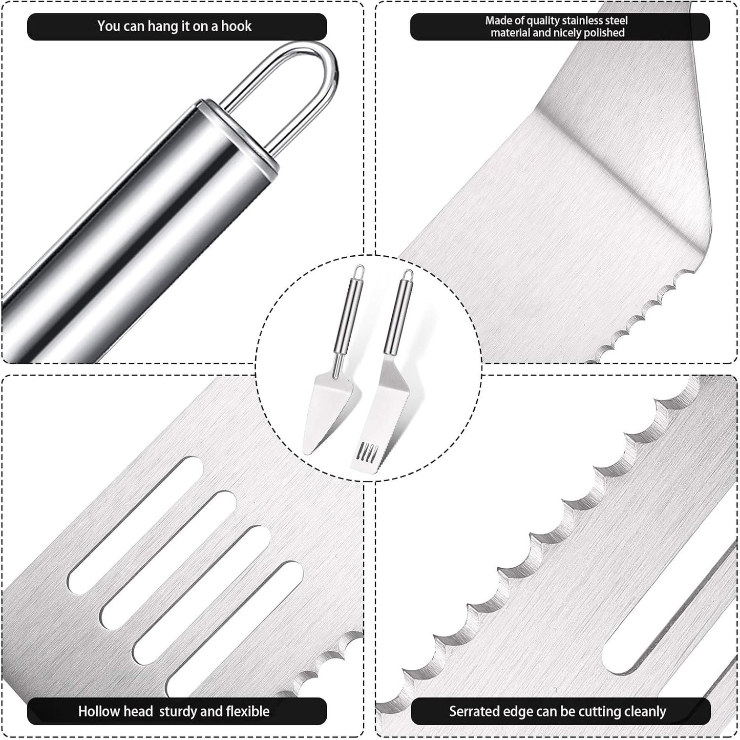 Patelai 2 Pieces Pie Server Set Multi-function Stainless Steel Cake Spatula Knife Stainless, Cake Spatula for Pie Lasagna Cutting (Packing Enhanced Version)