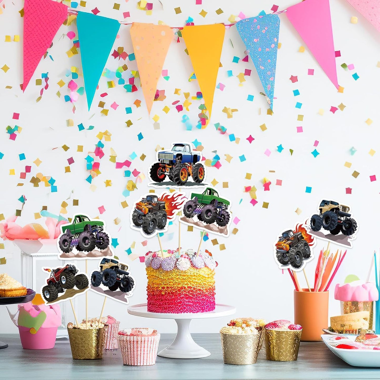 Beautiful Butterfly Centerpiece Sticks - Floral Baby Shower or Birthday Table Toppers - Butterfly Themed Gender Reveal Bridal Shower Party Decoration- Set of 15