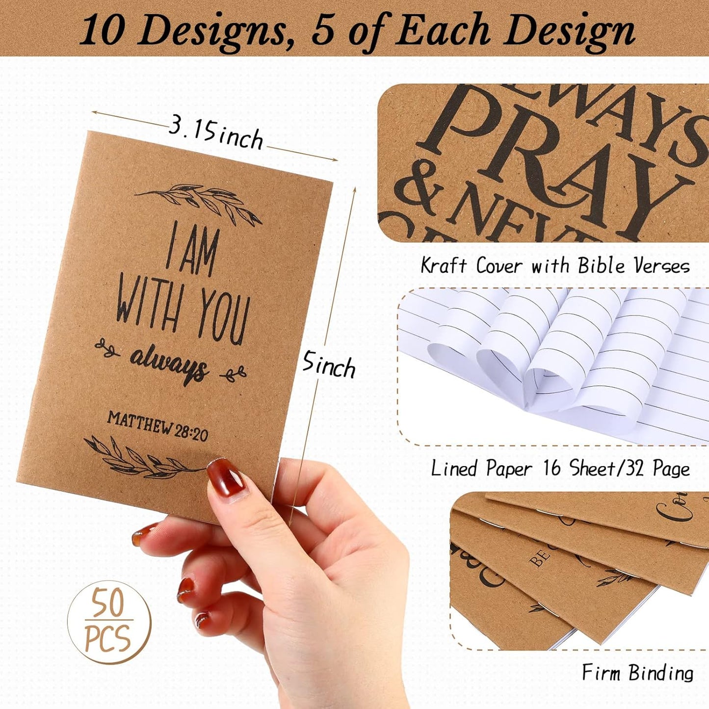 Fuutreo 40 Pcs Father's Day Christian Gift Bible Verse Prayer Journals Bible Pens Inspirational Religious Notebook Mini Scripture Pocket Notepad for Church Pastor Men Women Sunday School Graduation