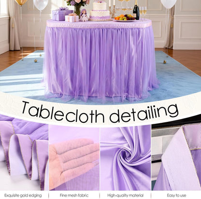 THARAHT Tulle Table Skirt 6FT 180CM Long for Rectangle Tables Round Tables Ruffle Desk Skirt for Princess Girls Birthday Party Cake Dessert Decorations Table Skirt