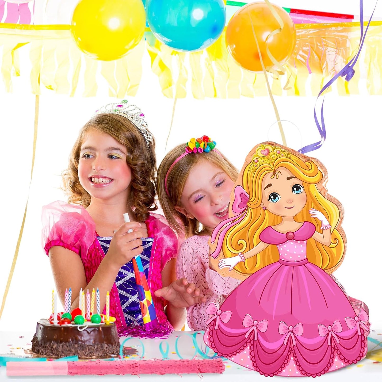 Threan Princess Piñata Fairy Party Decorations Pink Ballet Piñata Ballerina, Birthday Game Set Party Supplies for Girl Princess Theme Baby Shower Butterfly Birthday Supplies Decoration(Fairy)