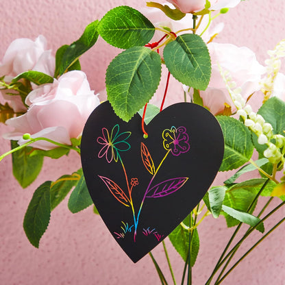JOYIN 60 Packs Valentines Day Gifts Cards with Scratch Heart for Kids Magic Color Scratch Paper Heart Rainbow Cards for Valentine Crafts and Art Classroom Exchange, Party Favors
