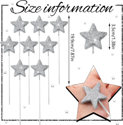 Suzile 60 Pcs Golden Star Floral Pick 8'' Star Centerpiece Table Decor Gold Glitter Craft Stick Sparkly Foam Stem for Floral Arrangement Wreath Wedding Bridal Baby Shower Birthday Stars Arrangement