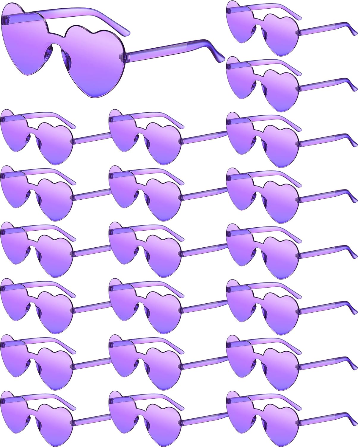 Frienda 20 Pairs Heart Shaped Sunglasses Rimless Candy Color Glasses for Women Men Party Favor