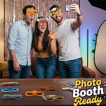 32 Pcs Spa Party Favors Paper Glasses Makeup Paper Eyeglasses Frames Spa Photo Booth Props Selfie Props for Makeup Birthday Party Decorations