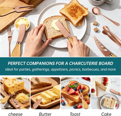 Gold Charcuterie Boards Accessories Bowls Utensils, Cheese Knife Set Mini Butter Spreader, Serving Tongs, Forks, Spoons, Dipping Bowls with Lids, Toothpick Flag, Honey Dippers for Party Platter Making