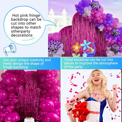 2 Pack Foil Curtain Backdrop Curtains Silver Tinsel Door Streamers Birthday Party Decorations Photo Booth Props for Disco Party Graduation Wedding Baby Shower Bachelorette Christmas Gender Reveal