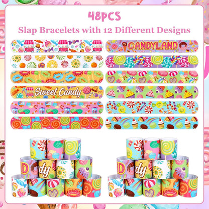 Serencatcher 48pcs Slap Bracelets Party Favors for Birthday Baby Shower Party Supplies Gifts