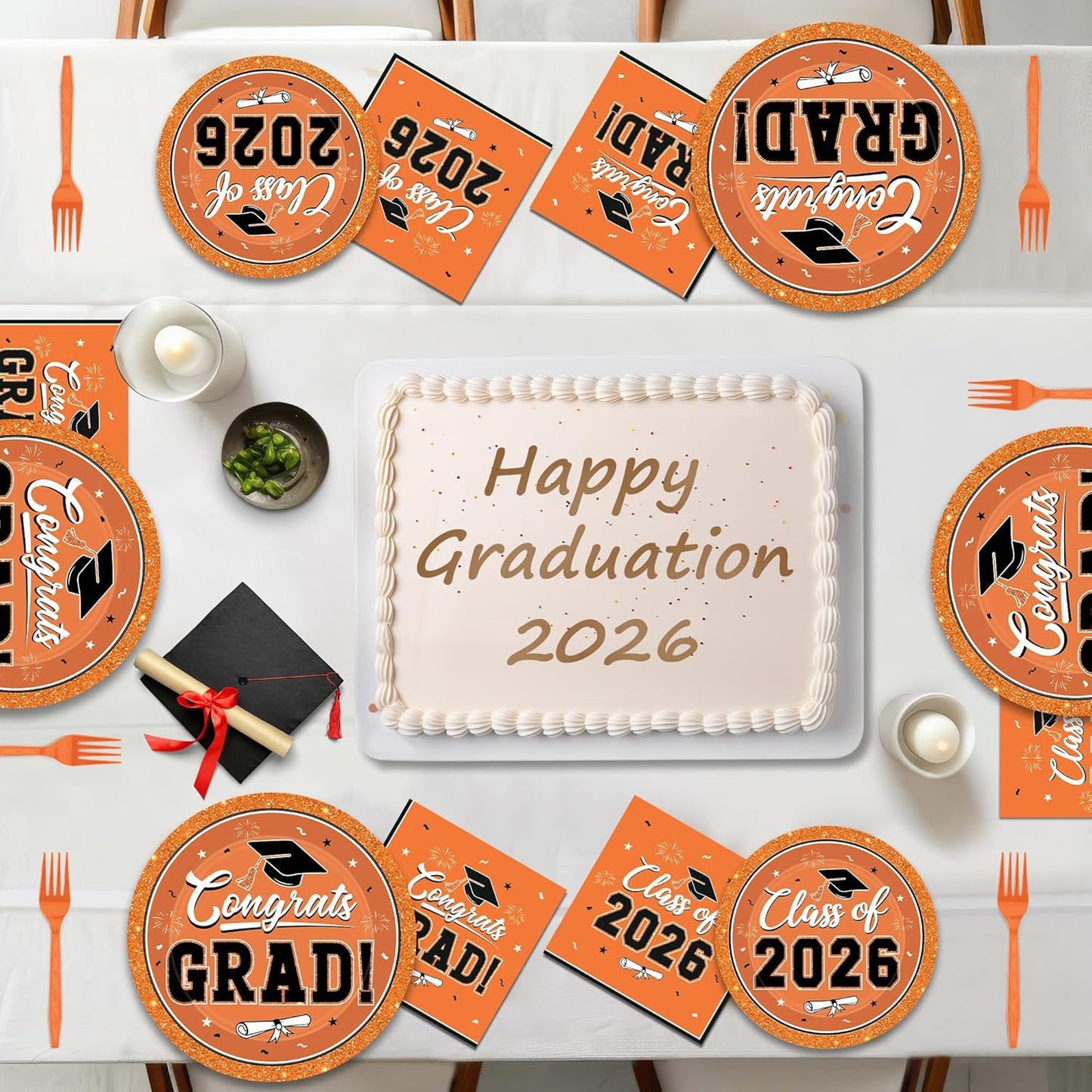 200Pcs Graduation Decorations 2026, Blue Graduation Plates and Napkins Party Supplies for 50 Guests, Disposable Grad Plates, Napkins, Dessert Plates and Forks for Grad Decor Wedding Birthday Supplies