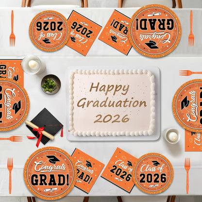 200Pcs Graduation Decorations 2026, Blue Graduation Plates and Napkins Party Supplies for 50 Guests, Disposable Grad Plates, Napkins, Dessert Plates and Forks for Grad Decor Wedding Birthday Supplies