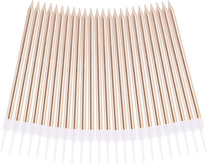 PHD CAKE Champagne Gold Long Thin Metallic Birthday Candles, Cake Candles, Birthday Parties, Wedding Decorations, Party Candles