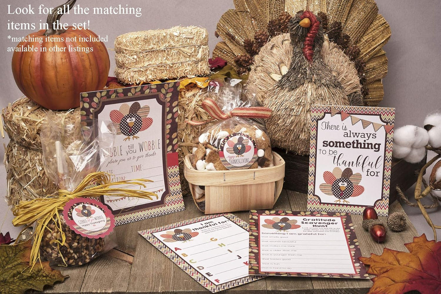 “I Am Grateful For” Gratitude Scavenger Hunt Thanksgiving Fill In Game Cards, Ten 5" x 7" Fill In The Blank Cards by AmandaCreation