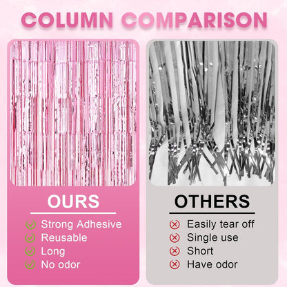 Voircoloria 3 Pack 3.3x8.2 Feet Gold Foil Fringe Backdrop Curtains, Tinsel Streamers, Fringe Backdrop for 2025 New Years Eve, Graduation, Birthday, Baby Shower, Gender Reveal, Disco Party - Colors A