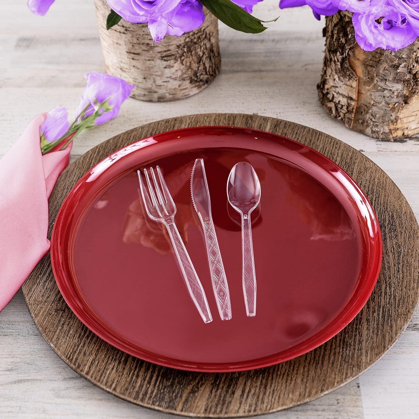 Party Bargains Disposable Cutlery set, SAPPHIRE Design, Clear Color, 360 Pieces: 180 Forks, 120 Spoons, 60 Knives