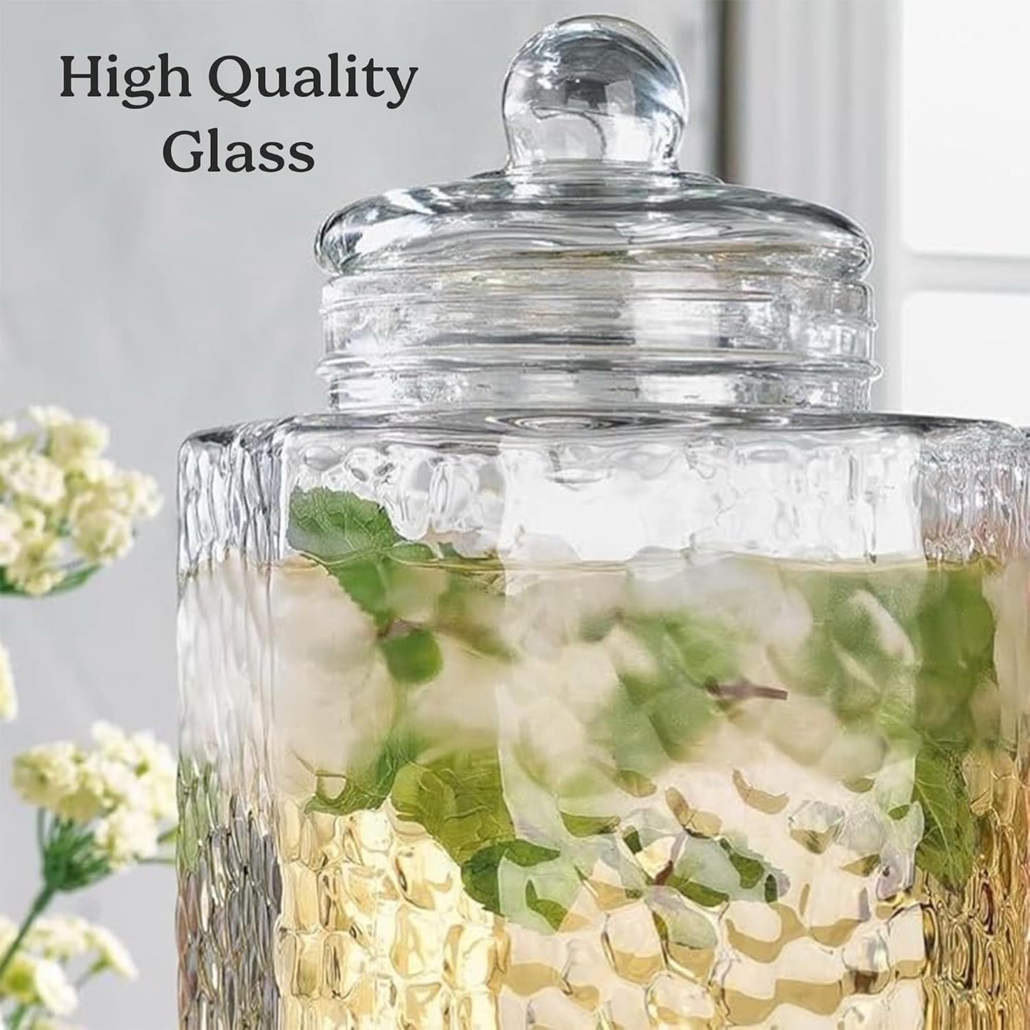 1.5 Gallon Glass Drink Dispenser for Parties 3 PACK Beverage Dispensers with Stand, Glass Water Jug Dispenser, with 18/8 Stainless Steel Spigot, Great for Party, Wedding, Picnic, BBQ Wicker Design