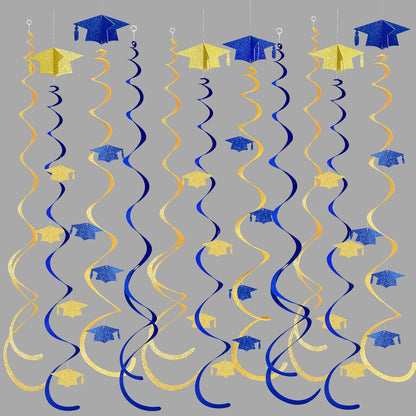 36 Pcs Blue Hanging Swirl Decorations Ombre Royal Blue White Felt Swirl Streamer Spiral Ceiling Garland for Birthday Wedding Baby Shower Graduation Under The Sea Nautical Ahoy Achor Party Supplies