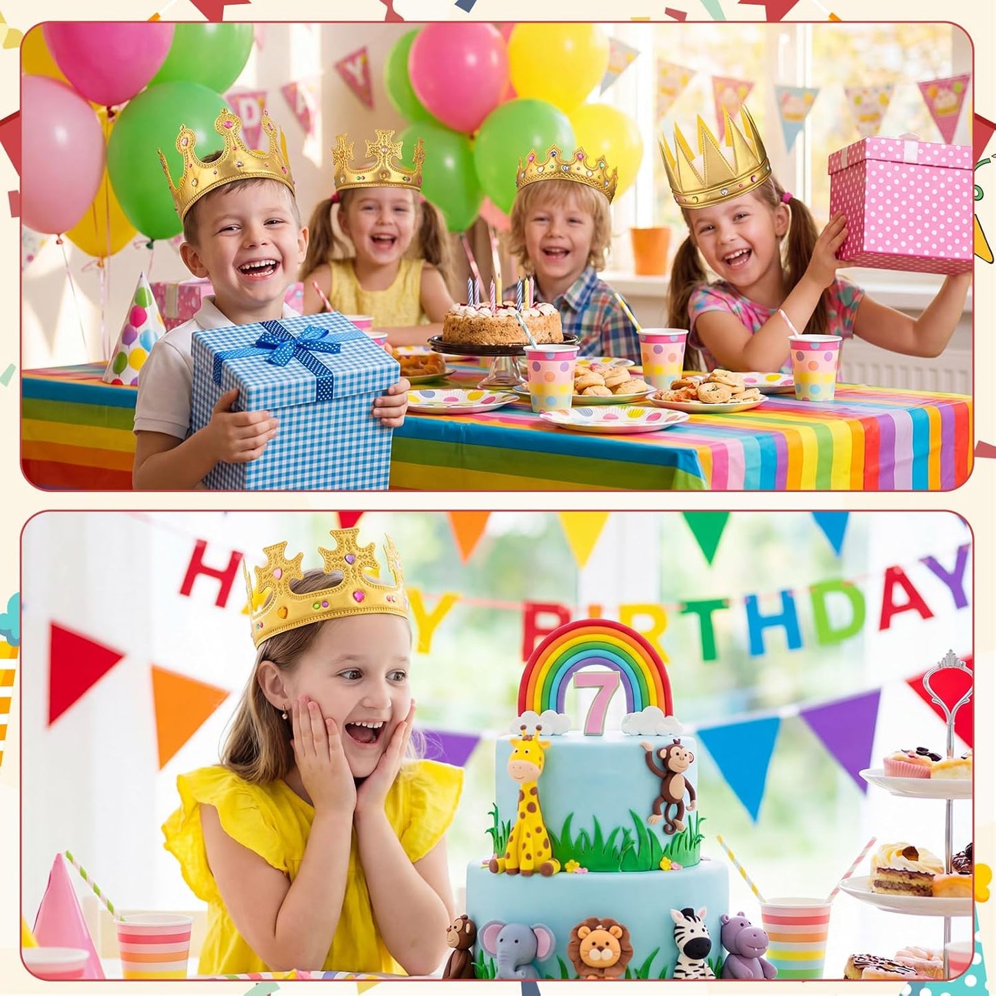 Yaomiao 44 Pcs Birthday Foam Crowns for Kids Princess Tiaras King Hat Bulk Diamond Sticker Kits for Crown Party Supplies