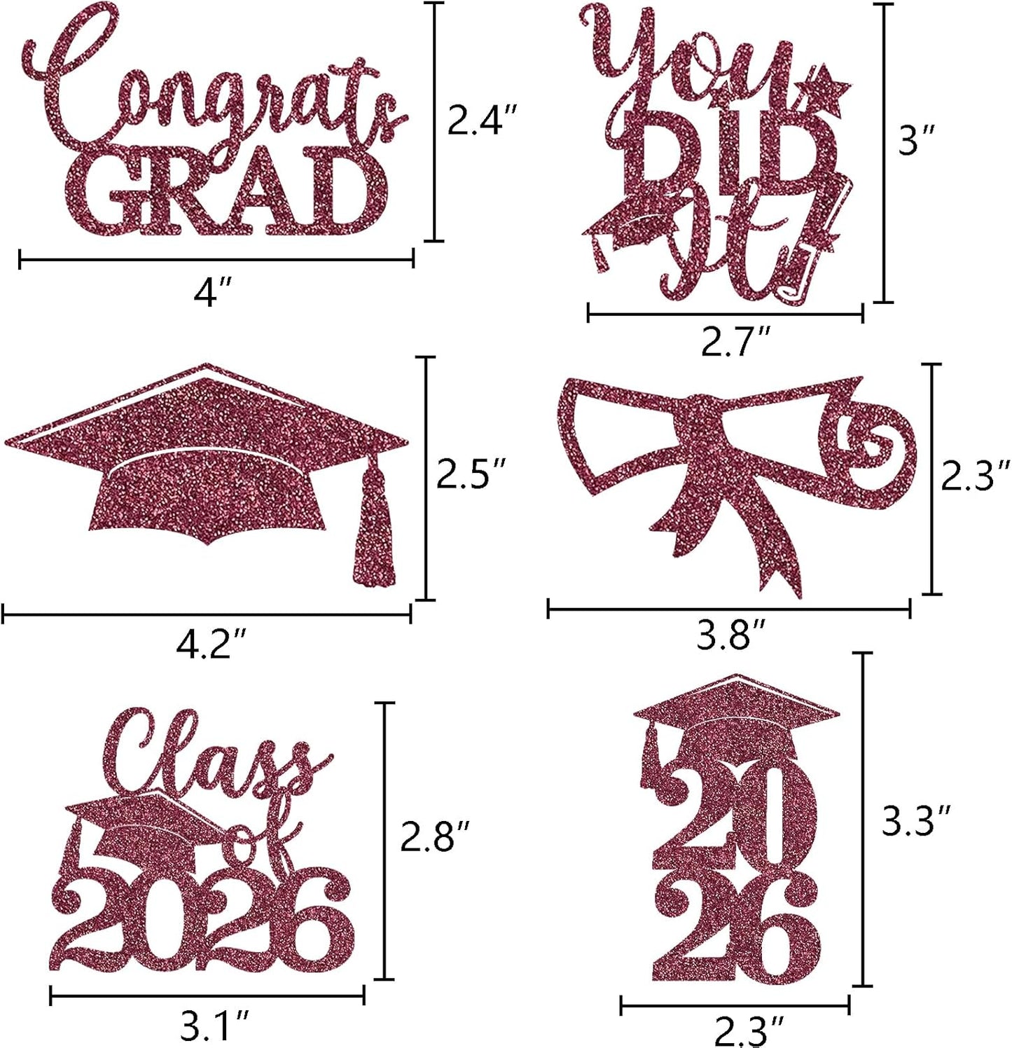 Graduation Centerpiece Sticks 24PCS Glitter Grad Picks Party Table Decor Senior High School College Sign Gold